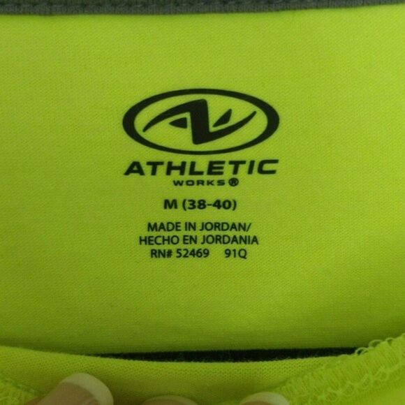 Athletic Works men's medium long sleeve t-shirt tee, fluorescent yellow caution - Picture 3 of 5